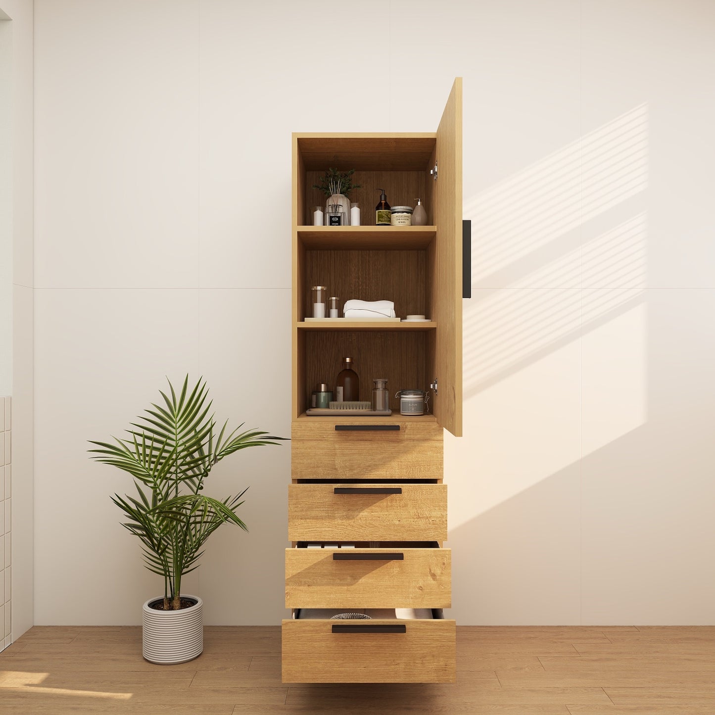 Color: Oak | Carla 20" Freestanding Linen Cabinet | Source: 15.jpg