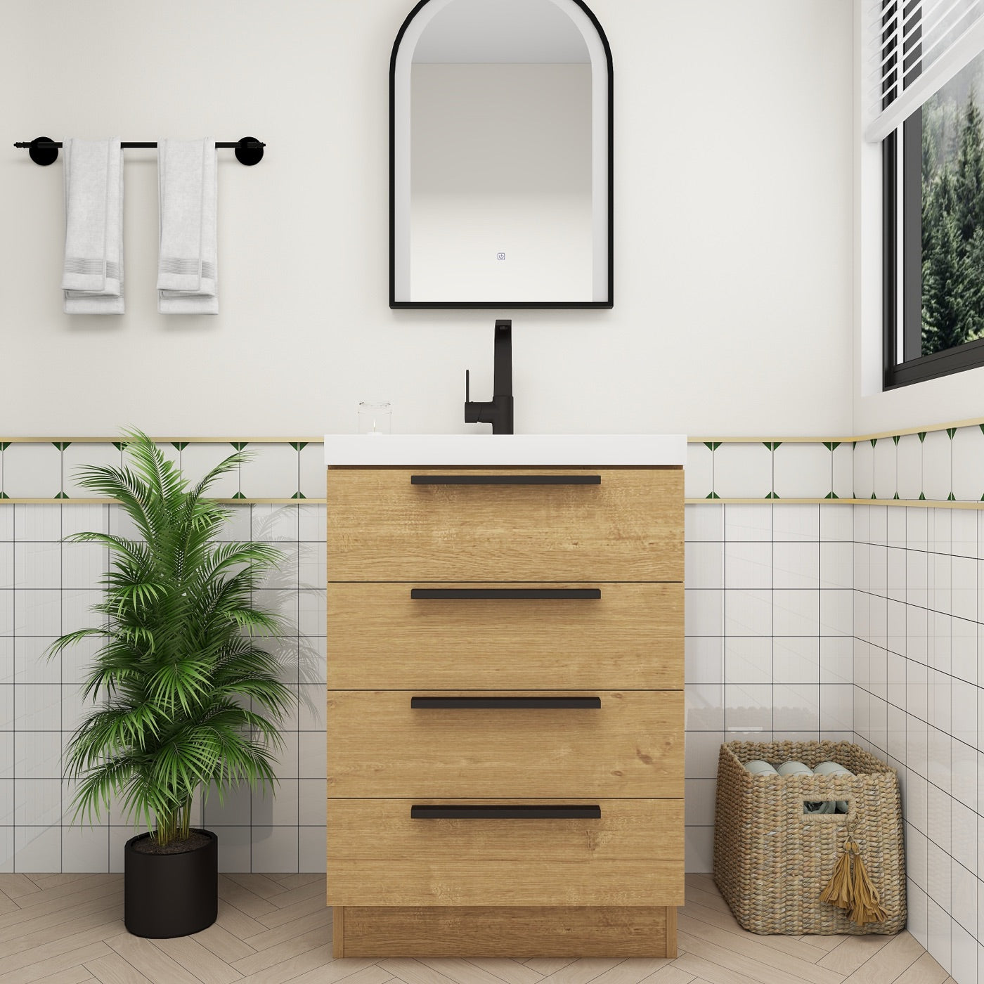 Color: Oak | Carla 24" Freestanding Bathroom Vanity image 2