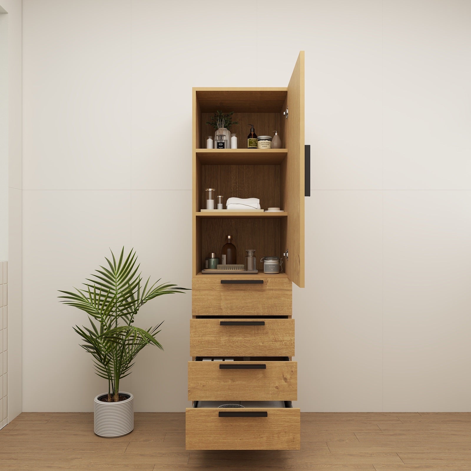 Color: Oak | Carla 20" Freestanding Linen Cabinet | Source: 2.jpg