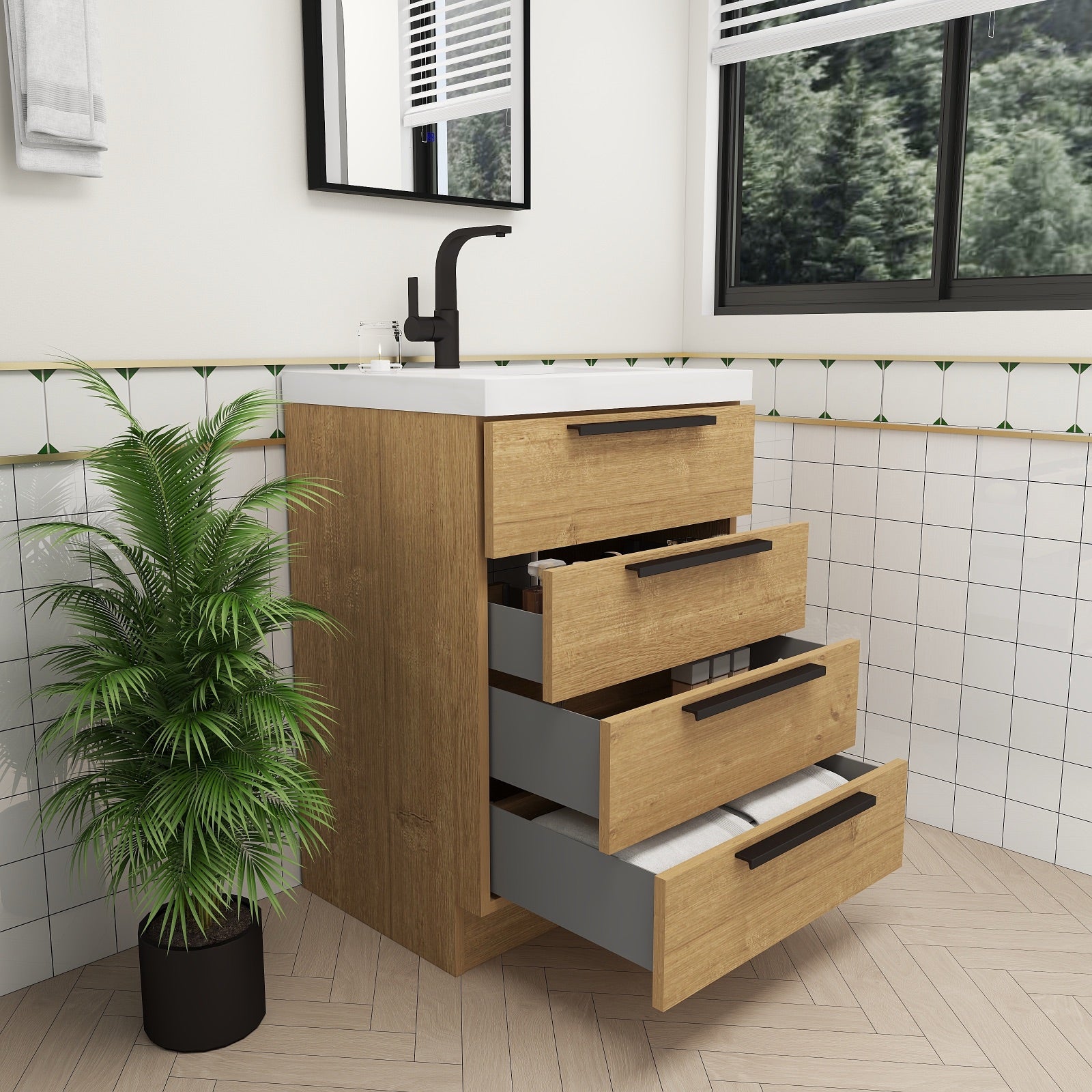 Color: White Oak | Carla 24" Freestanding Bathroom Vanity | Source: Carla24-TO (7).jpg