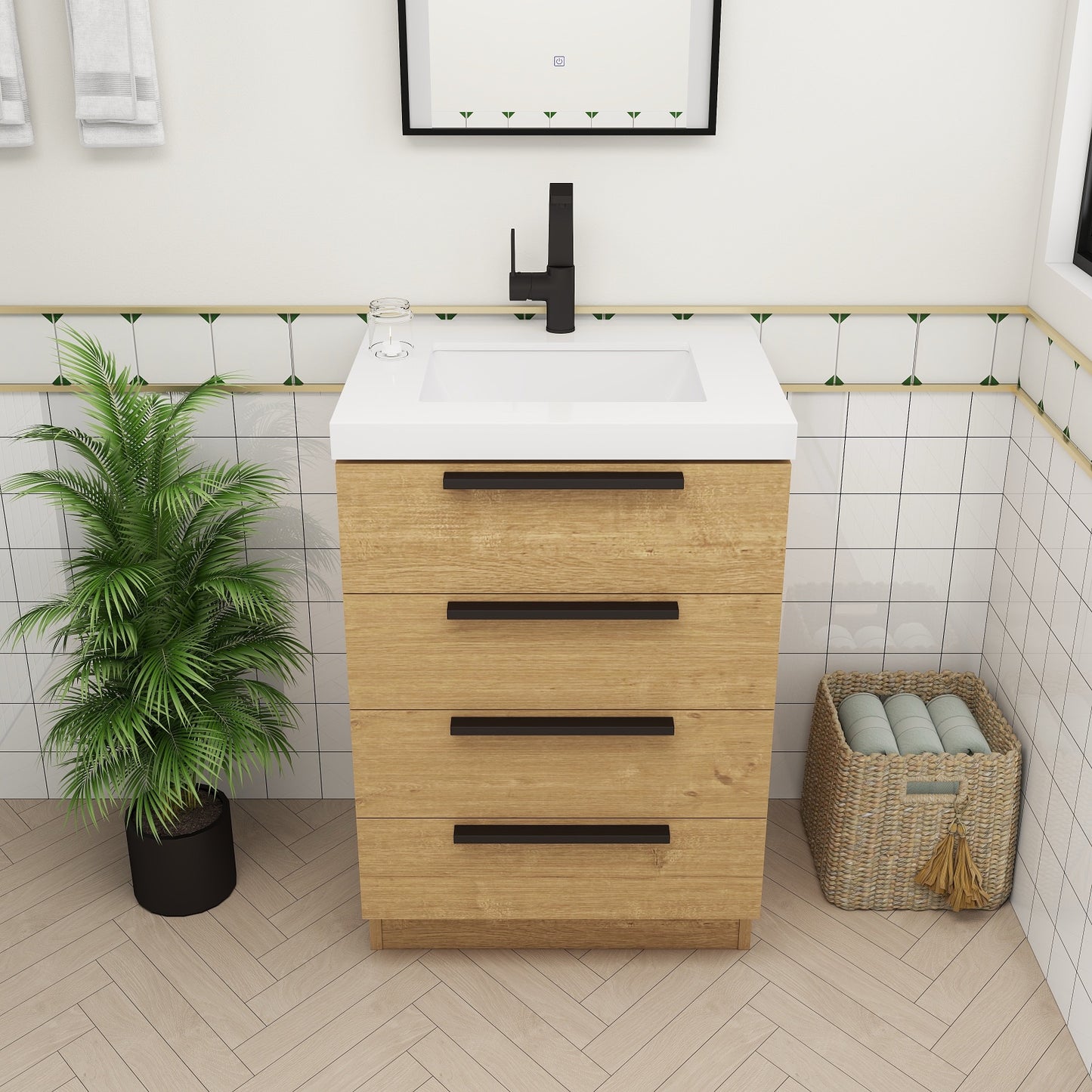 Color: White Oak | Carla 24" Freestanding Bathroom Vanity | Source: Carla24-TO (8).jpg