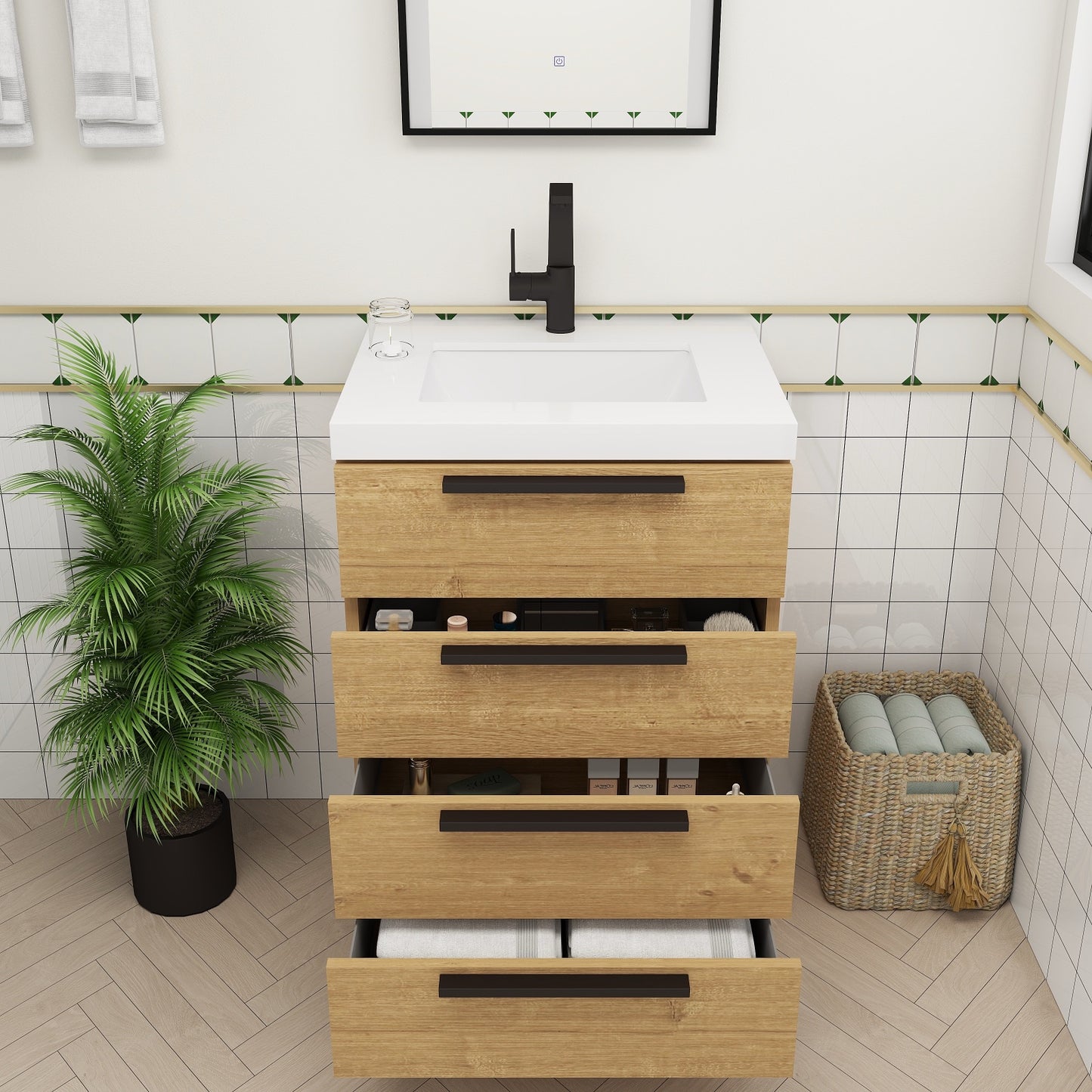 Color: White Oak | Carla 24" Freestanding Bathroom Vanity | Source: Carla24-TO (9).jpg