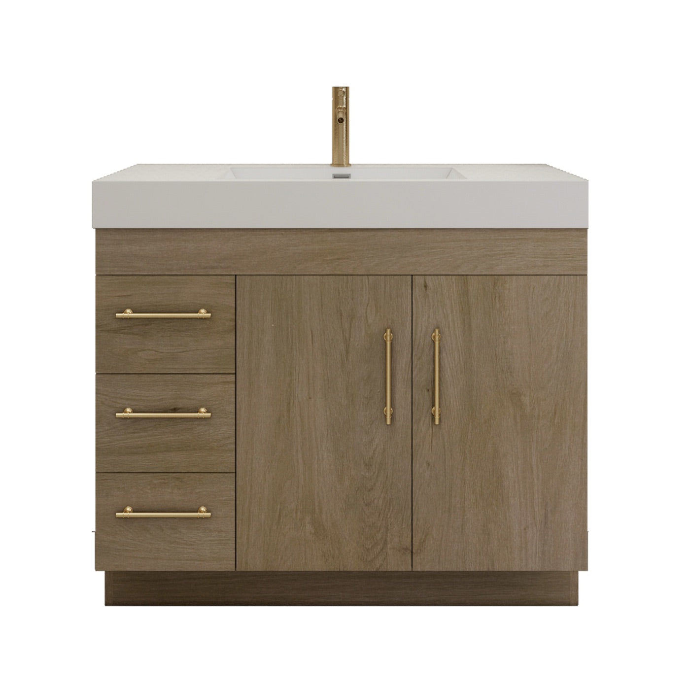 Color: White Oak | Elsa 42" Freestanding Bathroom Vanity image 1