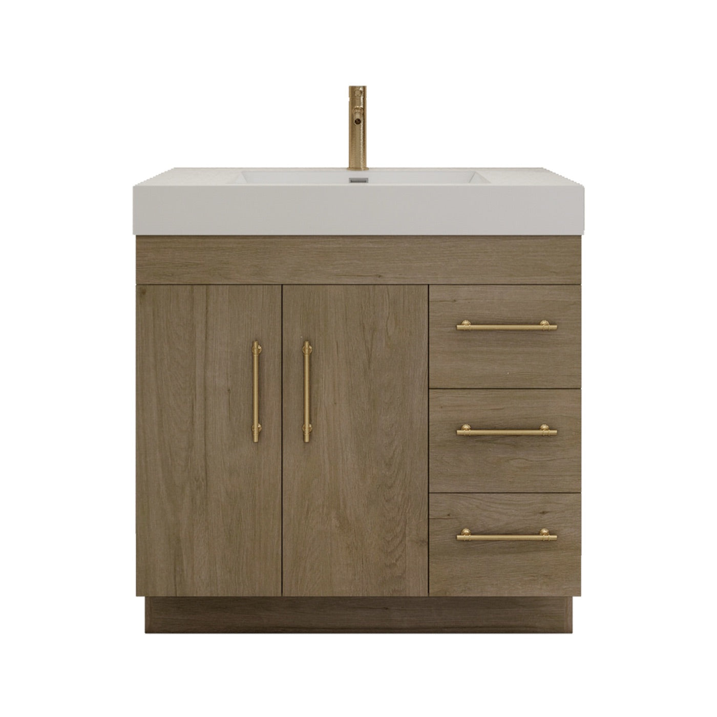 Color: White Oak | Elsa 36" Freestanding Bathroom Vanity with Right Side Drawers image 1