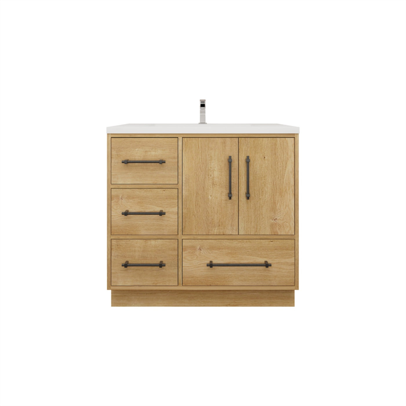 Color: Oak | Victoria 36" Freestanding Bathroom Vanity with Left Side Drawers image 1