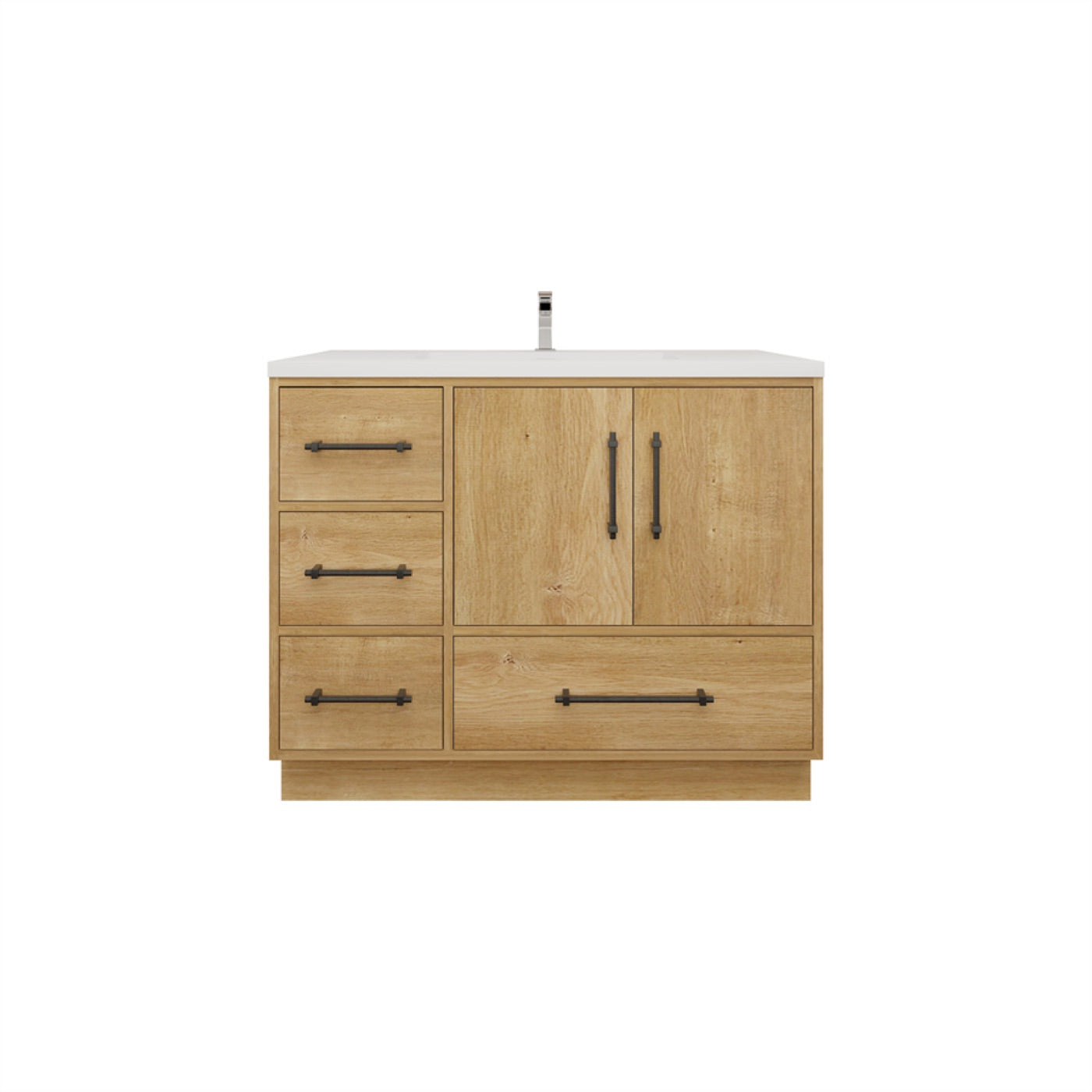 Color: Oak | Victoria 42" Freestanding Bathroom Vanity with Left Side Drawers image 1