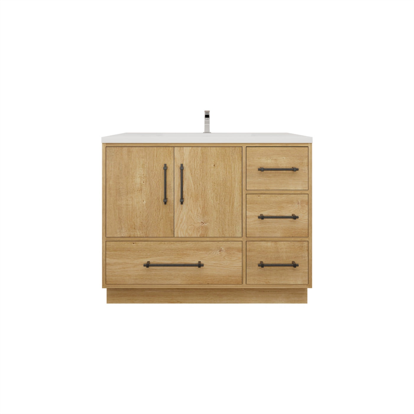 Color: Oak | Victoria 42" Freestanding Bathroom Vanity with Right Side Drawers image 1