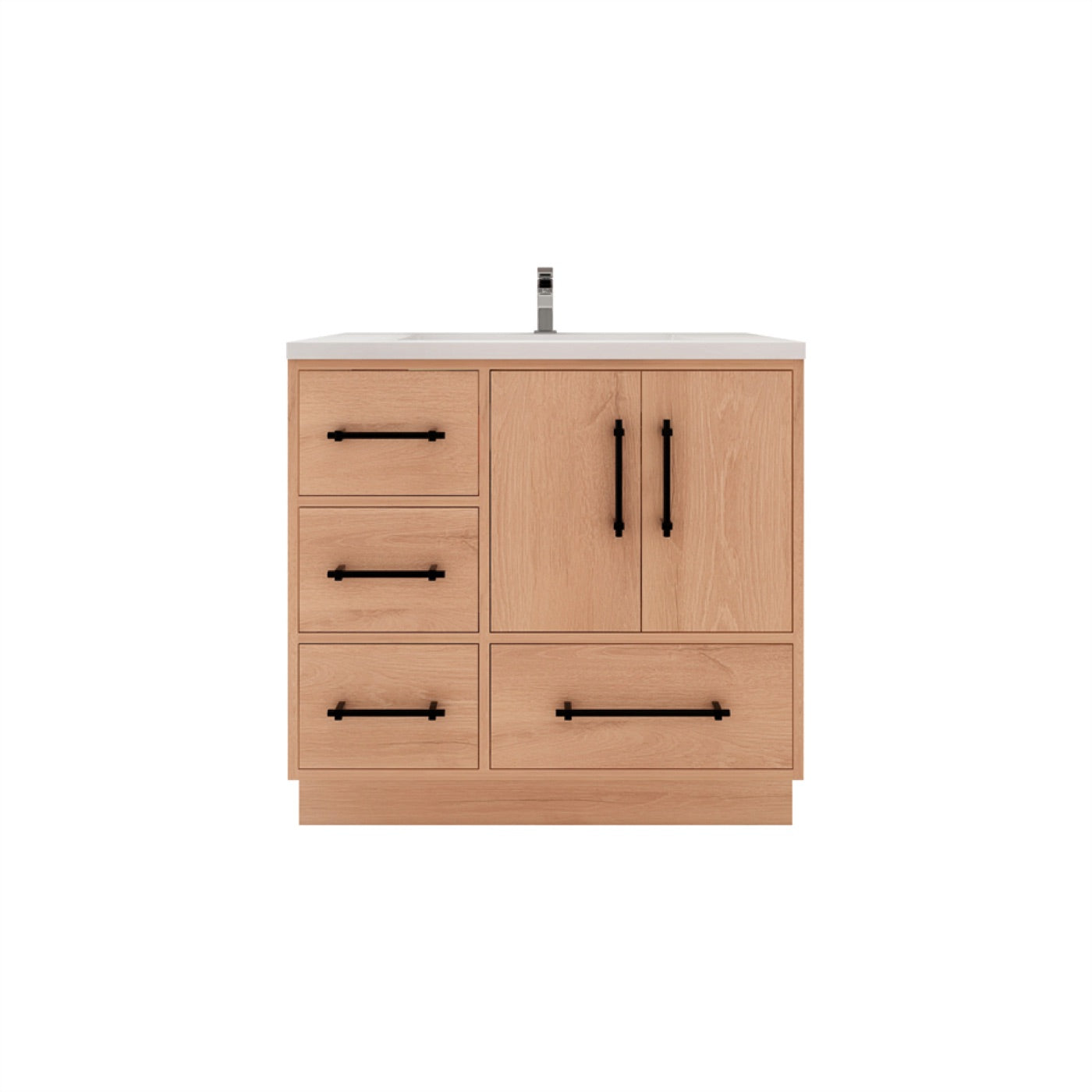 Color: Rosewood | Victoria 36" Freestanding Bathroom Vanity with Left Side Drawers image 1