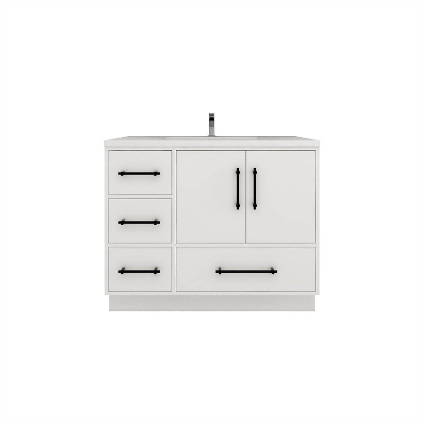 Color: Gloss White | Victoria 42" Freestanding Bathroom Vanity with Left Side Drawers image 1