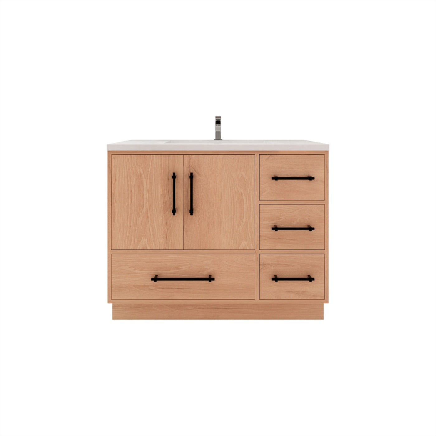 Color: Rosewood | Victoria 42" Freestanding Bathroom Vanity with Right Side Drawers image 1