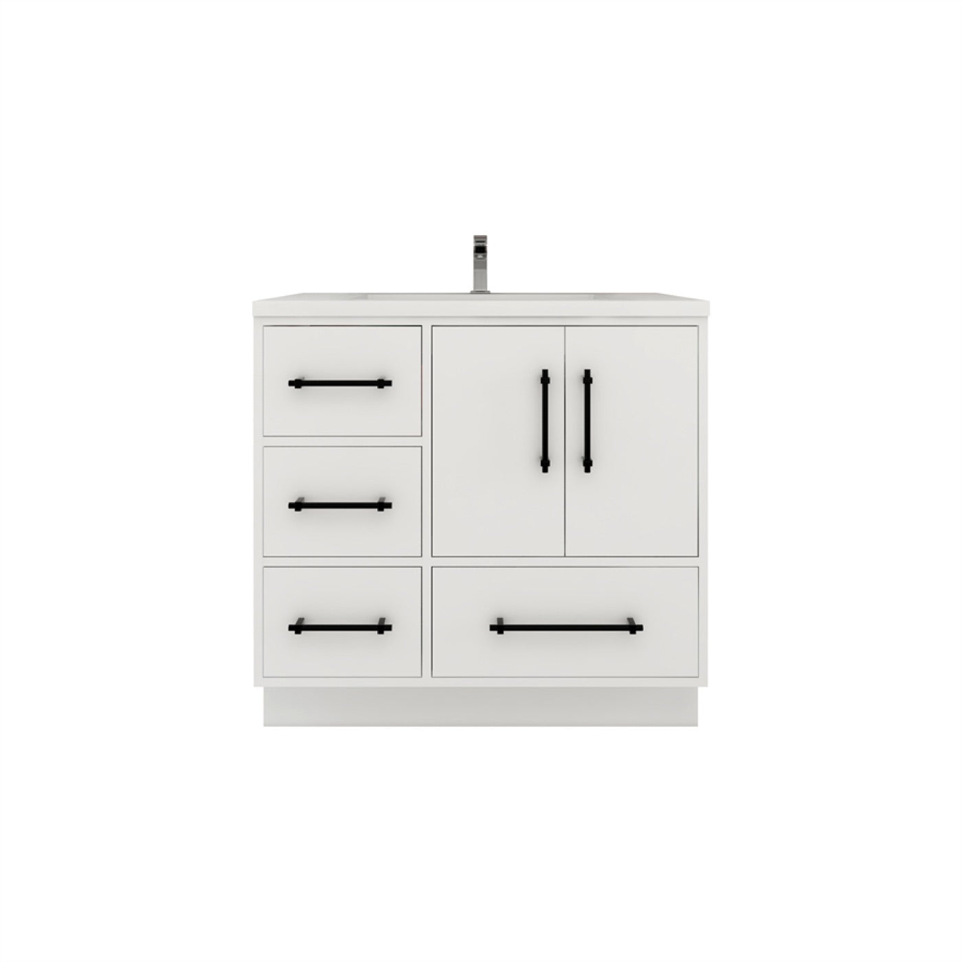 Color: Gloss White | Victoria 36" Freestanding Bathroom Vanity with Left Side Drawers image 1