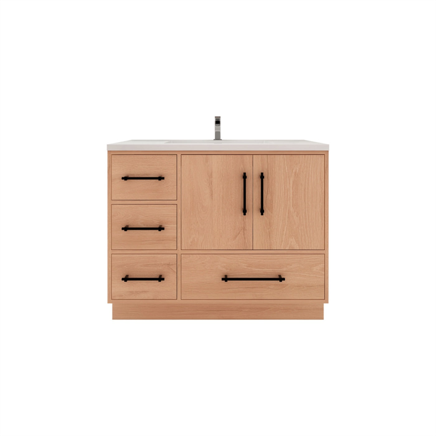 Color: Rosewood | Victoria 42" Freestanding Bathroom Vanity with Left Side Drawers image 1