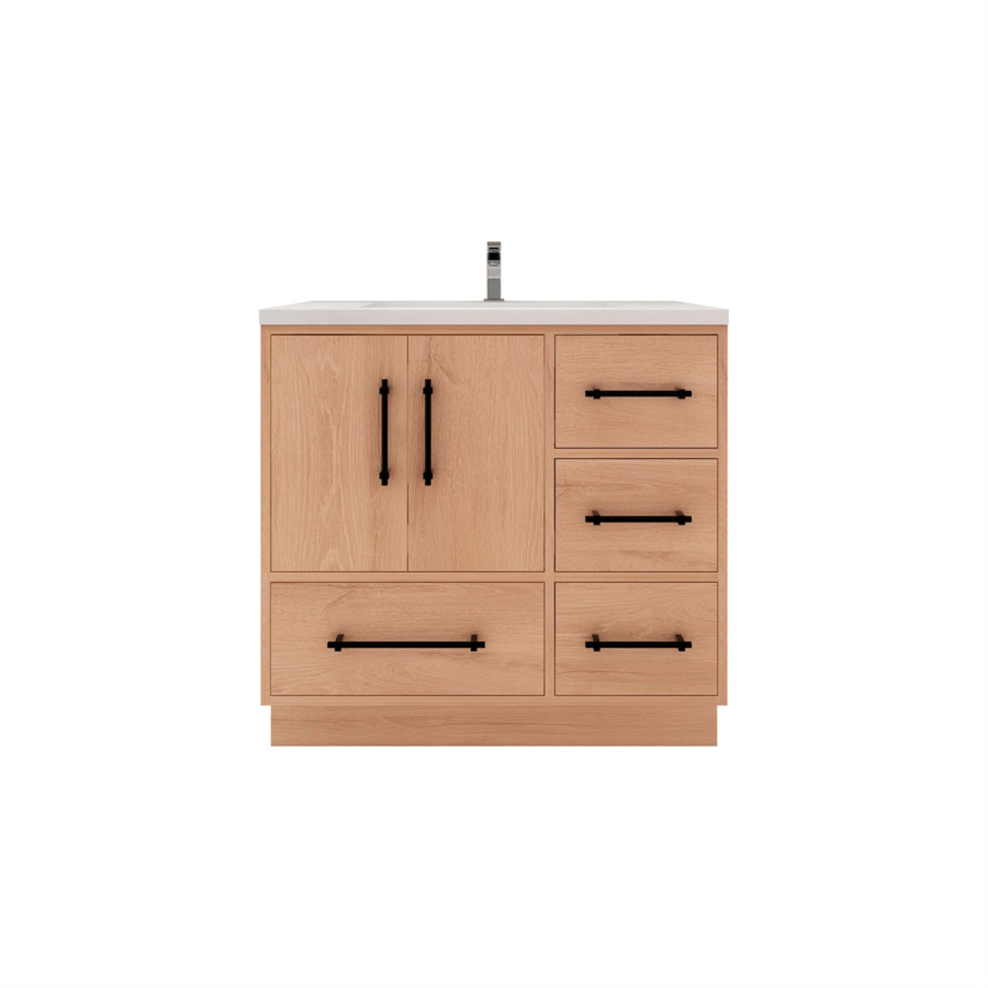 Color: Rosewood | Victoria 36" Freestanding Bathroom Vanity with Right Side Drawers image 1