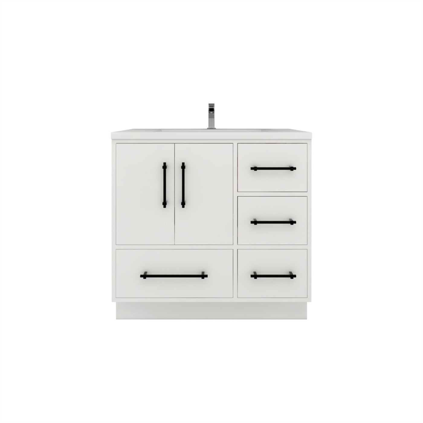 Color: Gloss White | Victoria 36" Freestanding Bathroom Vanity with Right Side Drawers image 1