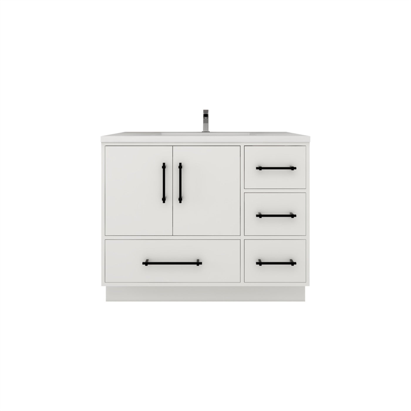 Color: Gloss White | Victoria 42" Freestanding Bathroom Vanity with Right Side Drawers image 1