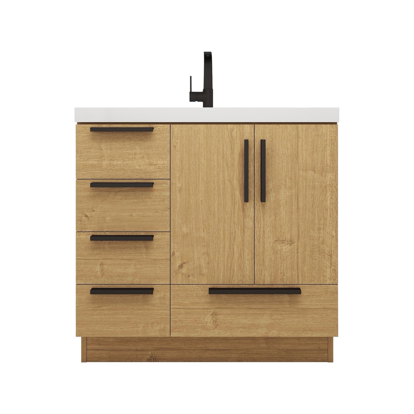 Carla 36" Freestanding Bathroom Vanity with Left Side Drawers image 1