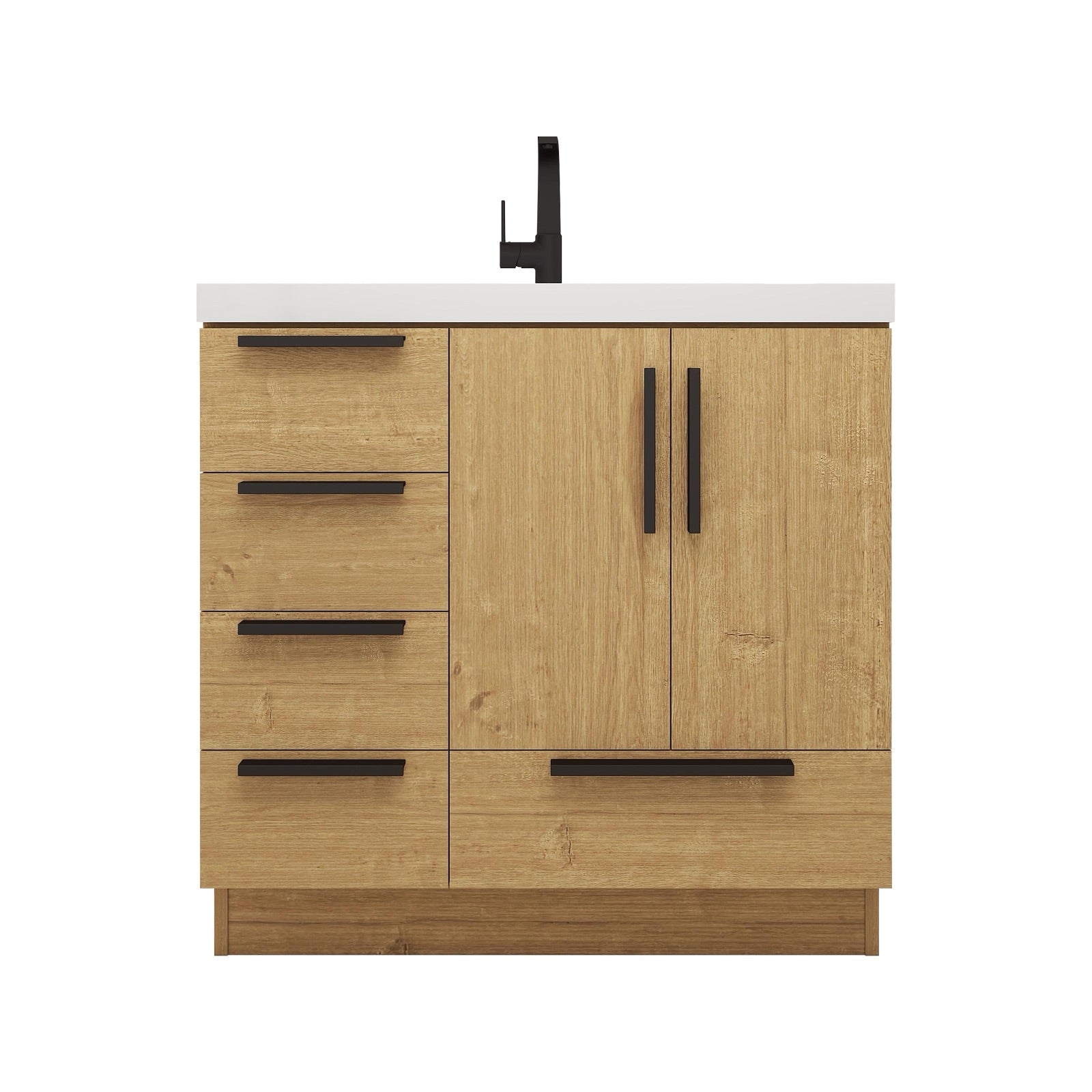 Carla 36" Freestanding Bathroom Vanity with Left Side Drawers image 1