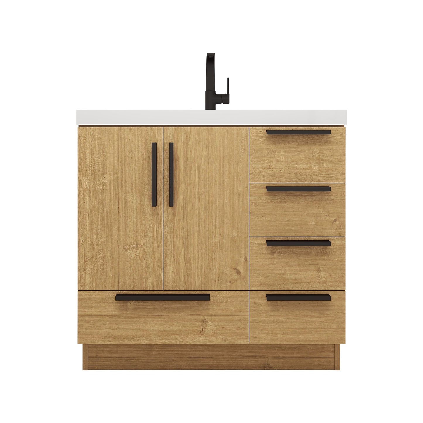 Carla 36" Freestanding Bathroom Vanity with Right Side Drawers image 1