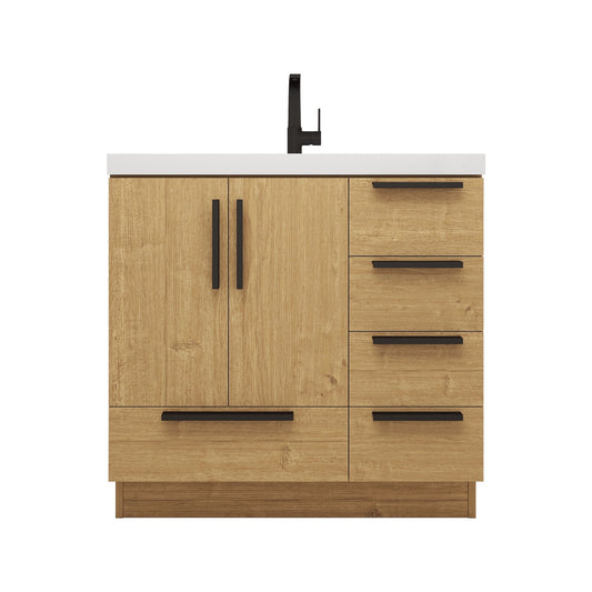 Carla 36" Freestanding Bathroom Vanity with Right Side Drawers image 1