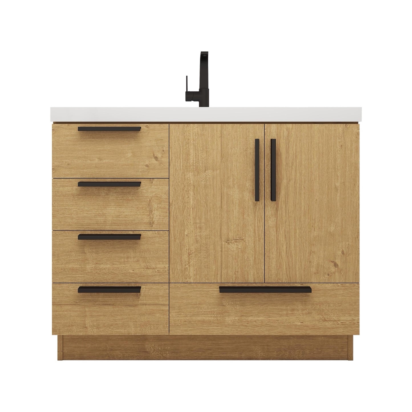 Carla 42" Freestanding Bathroom Vanity with Left Side Drawers image 1