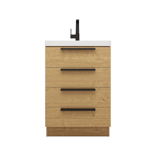 Color: White Oak | Carla 24" Freestanding Bathroom Vanity image 1
