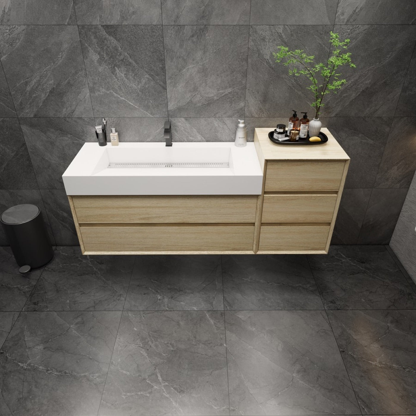 Color: Cement Oak | MAX 20" Floating Linen Cabinet image 1