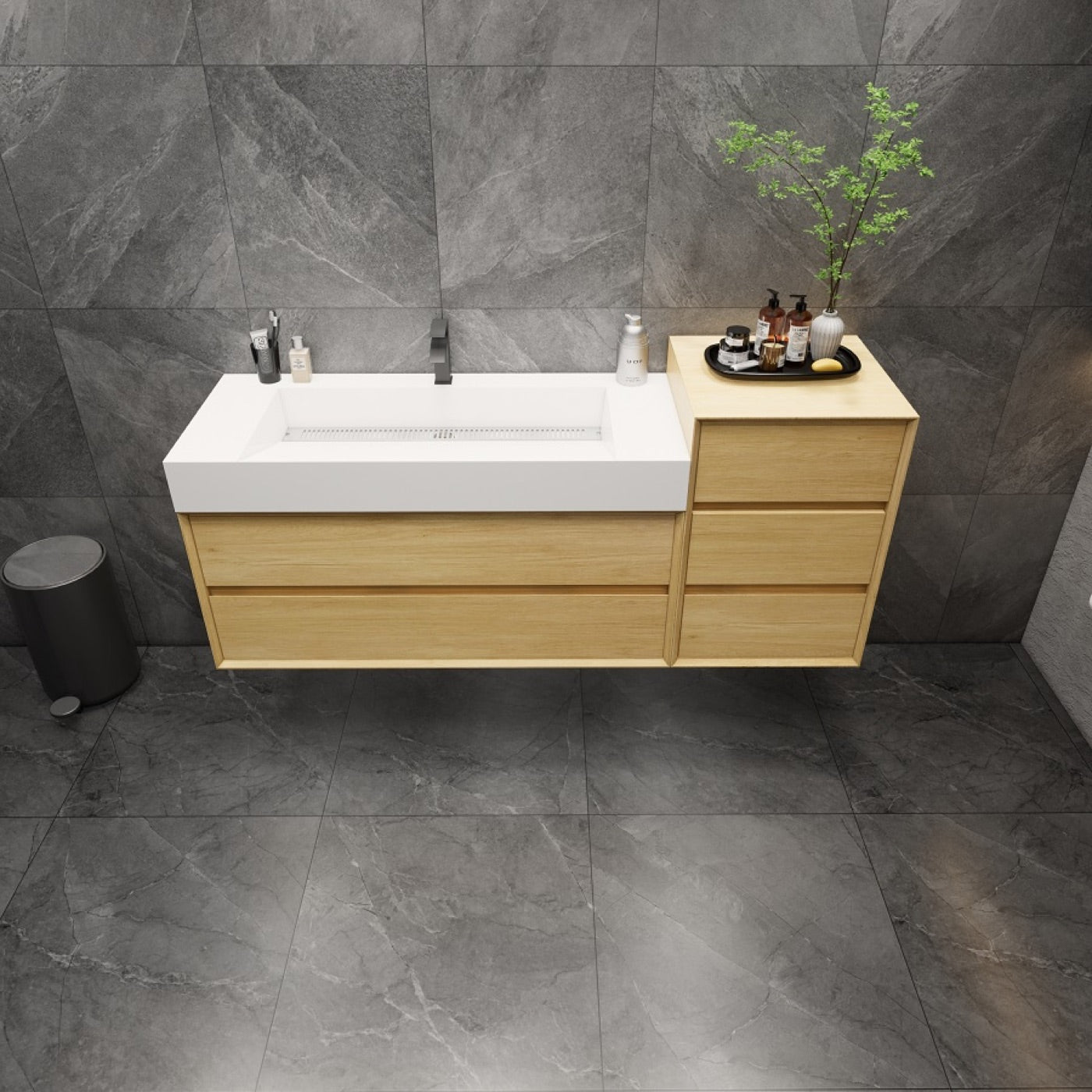 Color: Teak Oak | MAX 20" Floating Linen Cabinet image 1