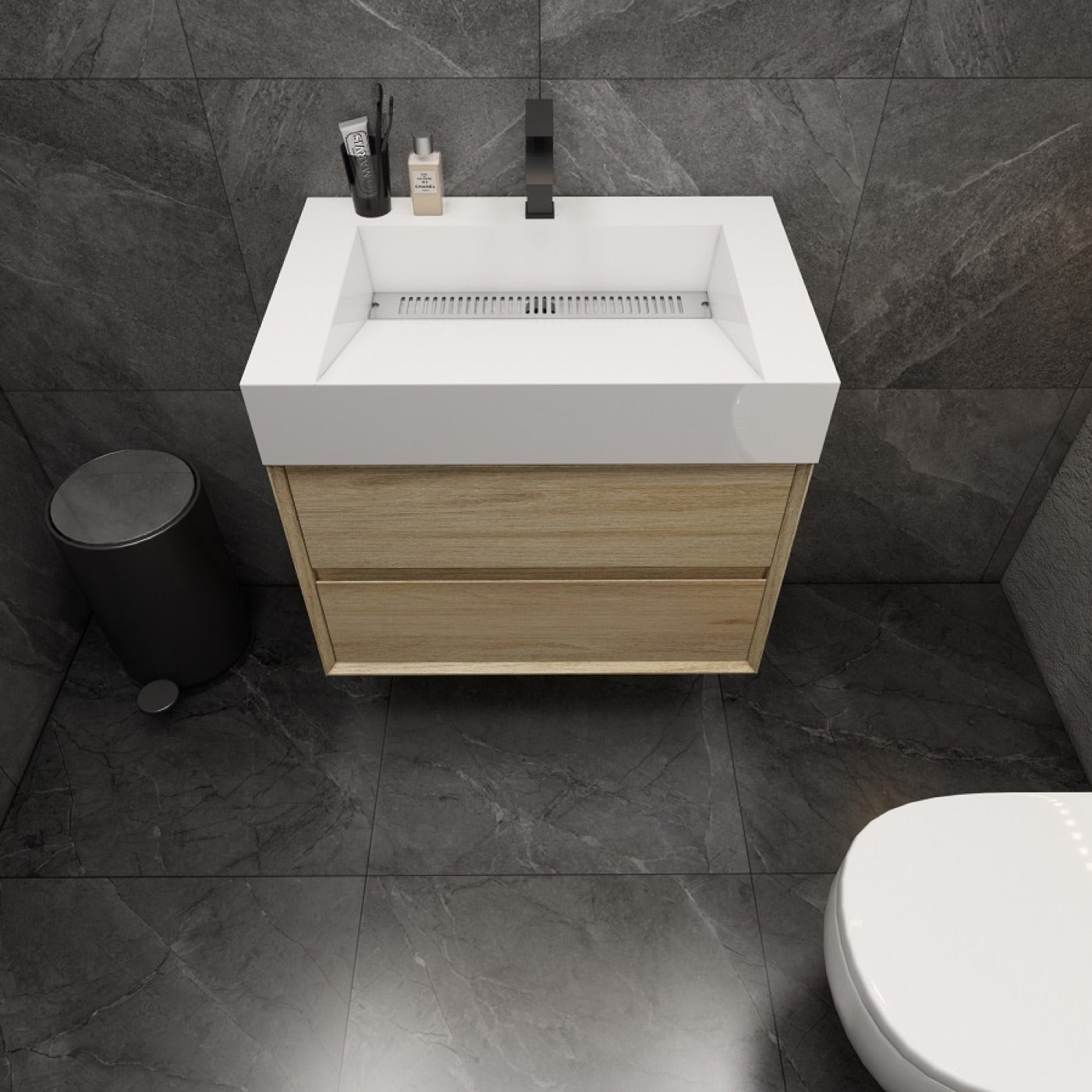 Color: Cement Oak | MAX 30" Floating Bathroom Vanity image 1