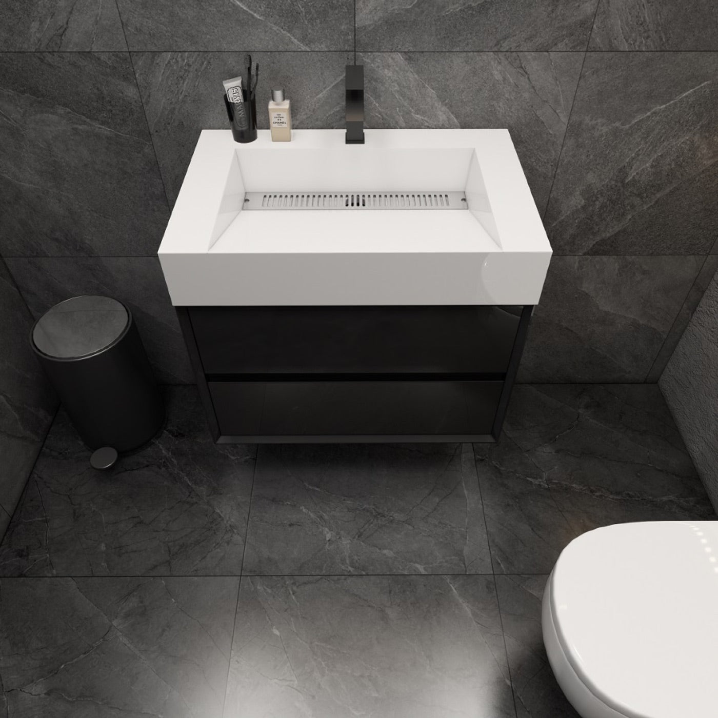 Color: Gloss Black | MAX 30" Floating Bathroom Vanity image 1