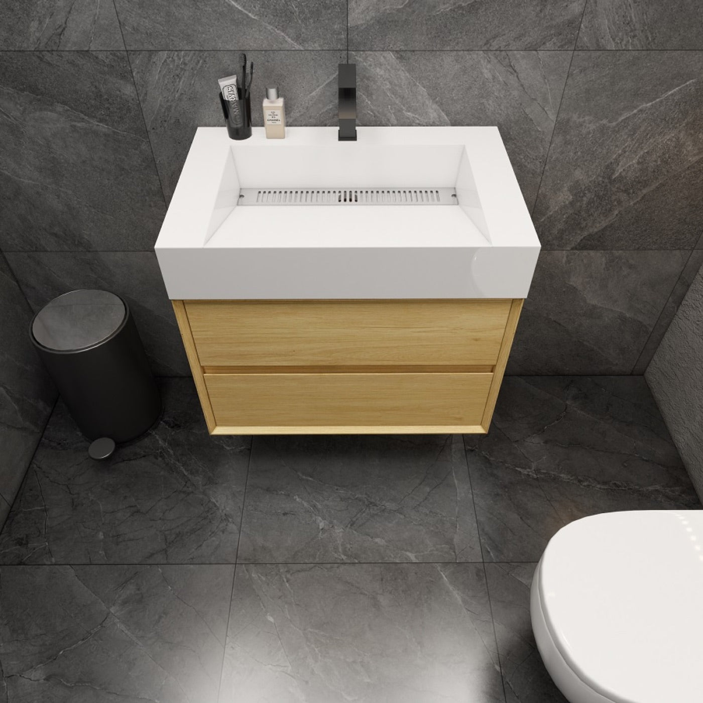 Color: Teak Oak | MAX 30" Floating Bathroom Vanity image 1