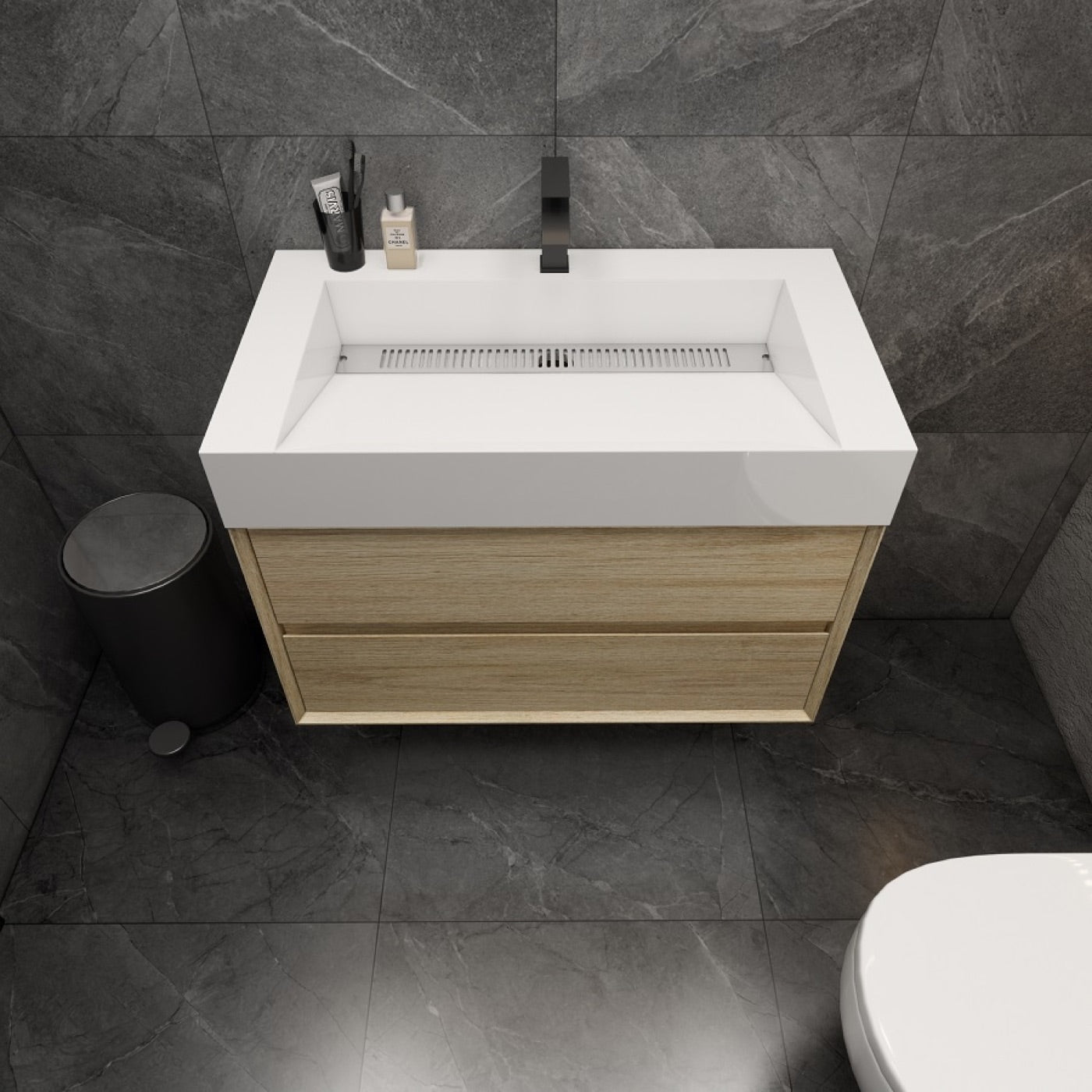 Color: Cement Oak | MAX 36" Floating Bathroom Vanity image 1