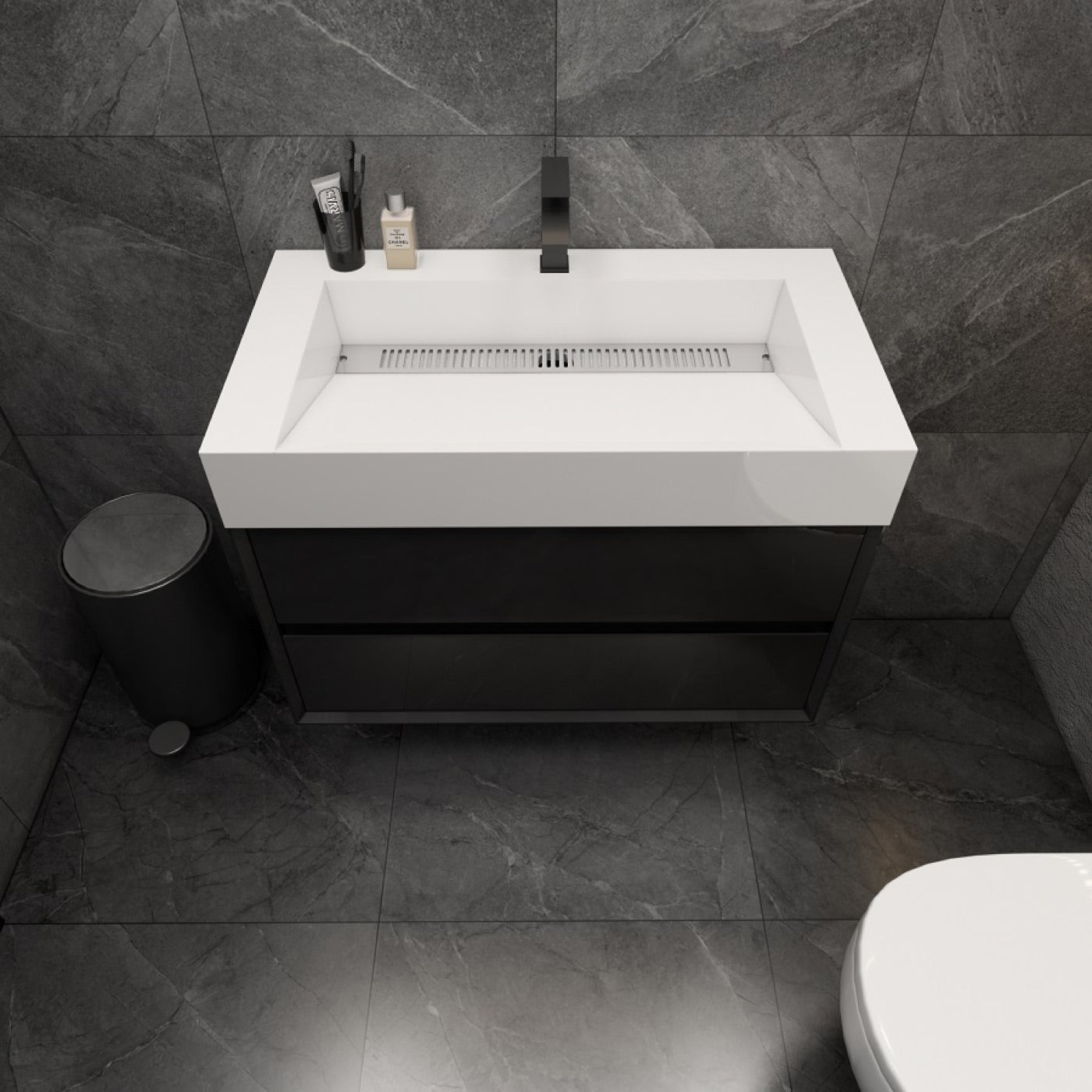 Color: Gloss Black | MAX 36" Floating Bathroom Vanity image 1