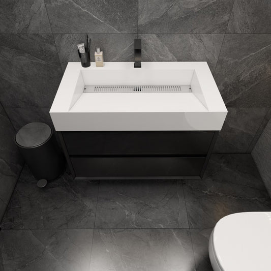 Color: Gloss Black | MAX 36" Floating Bathroom Vanity image 1