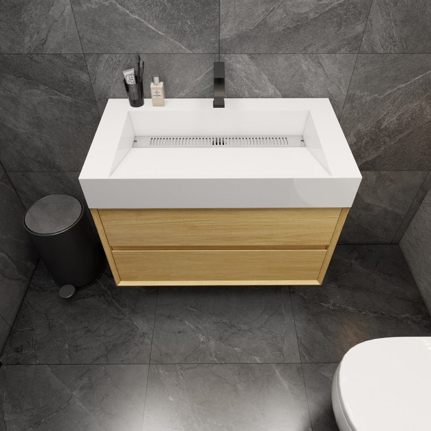 Color: Teak Oak | MAX 36" Floating Bathroom Vanity image 1