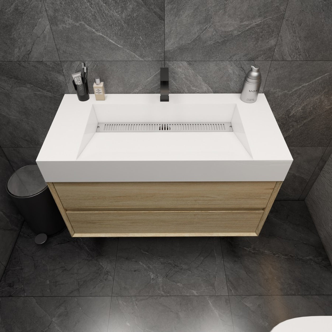 Color: Cement Oak | MAX 42" Floating Bathroom Vanity image 1
