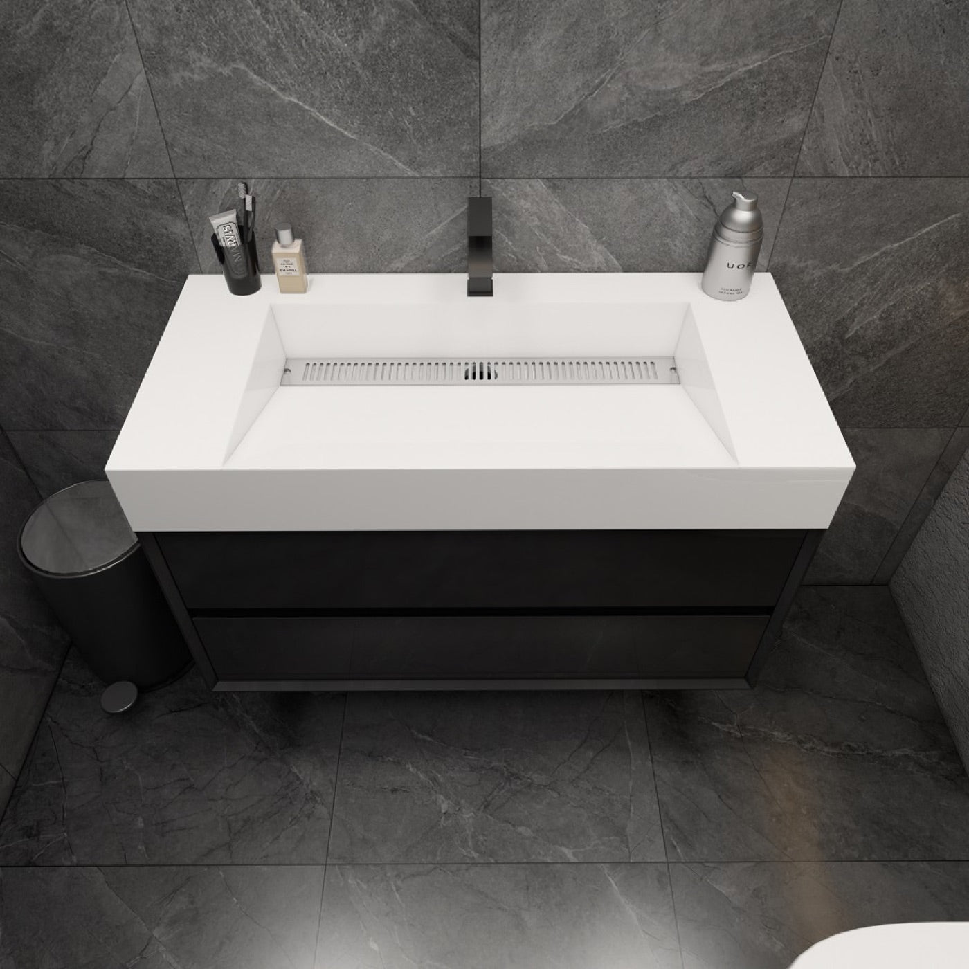 Color: Gloss Black | MAX 42" Floating Bathroom Vanity image 1