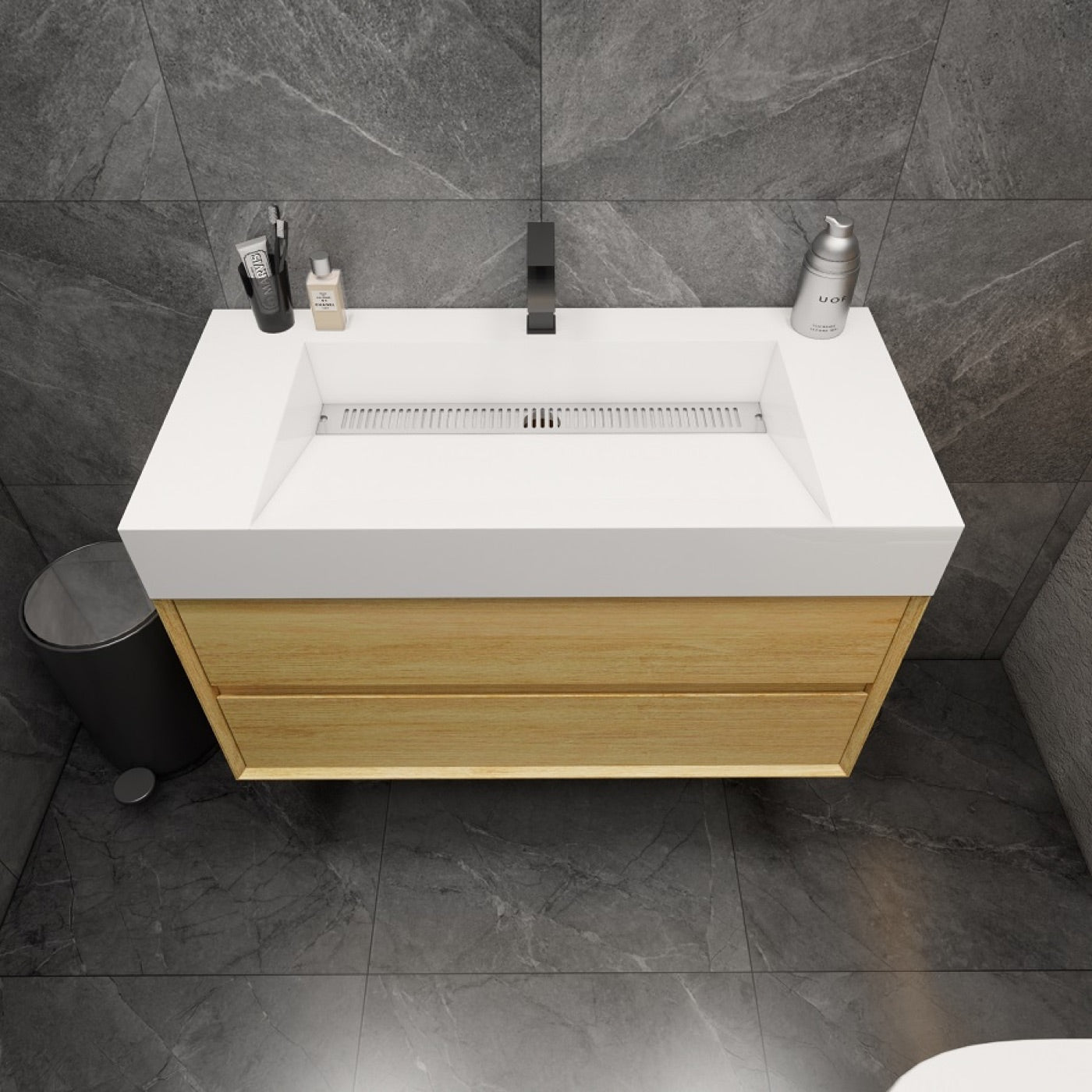 Color: Teak Oak | MAX 42" Floating Bathroom Vanity image 1