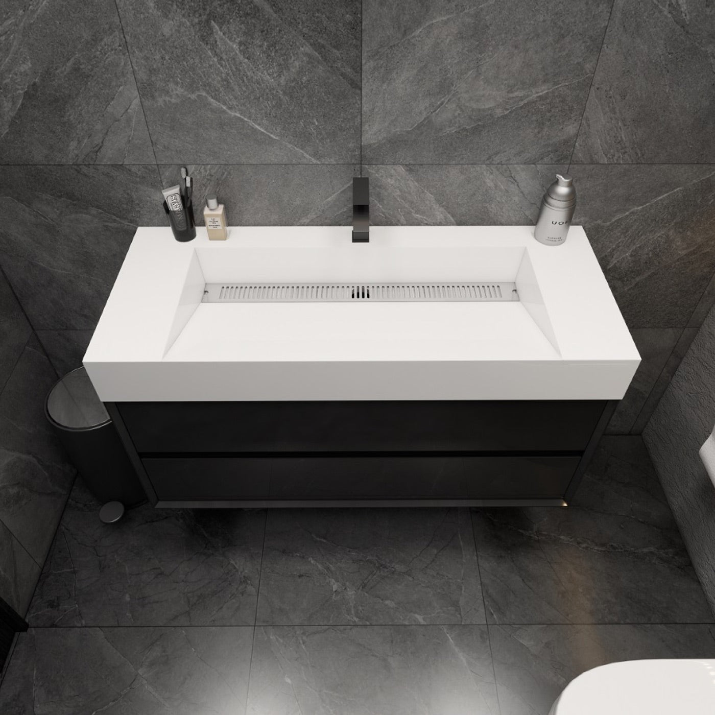 Color: Gloss Black | MAX 48" Floating Bathroom Vanity image 1