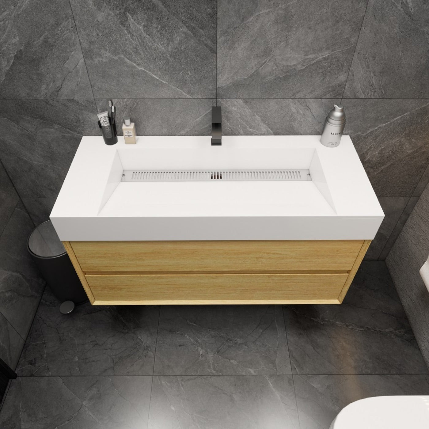 Color: Teak Oak | MAX 48" Floating Bathroom Vanity image 1