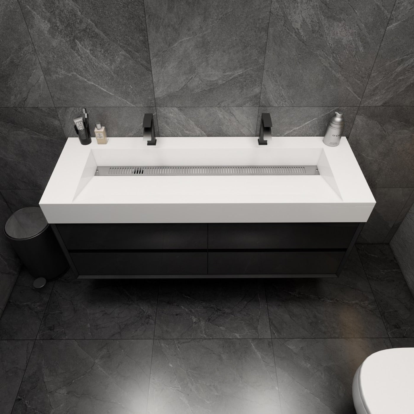 Color: Gloss Black | MAX 60" Floating Bathroom Vanity with Double Sink image 1