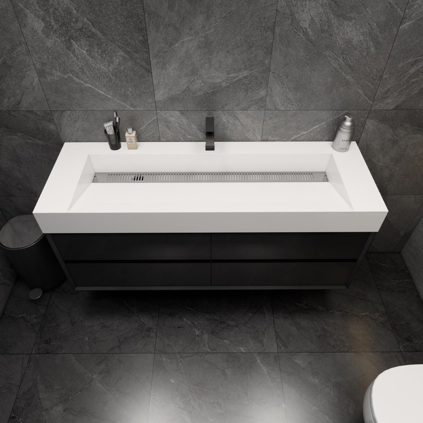 Color: Gloss Black | MAX 60" Floating Bathroom Vanity with Single Sink image 1