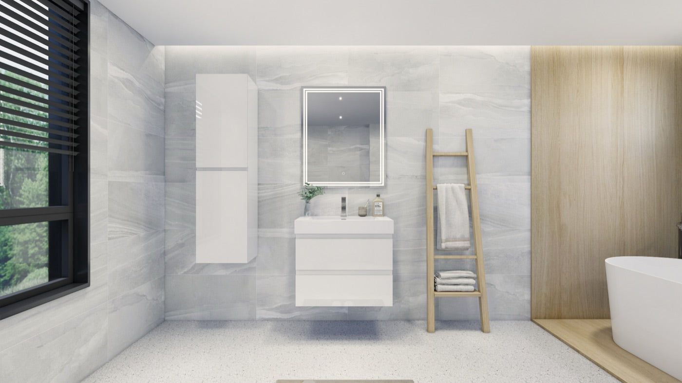 Color: Gloss White | MOB 30" Floating Bathroom Vanity image 1