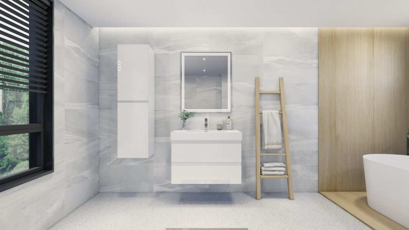 Color: Gloss White | MOB 36" Floating Bathroom Vanity image 1