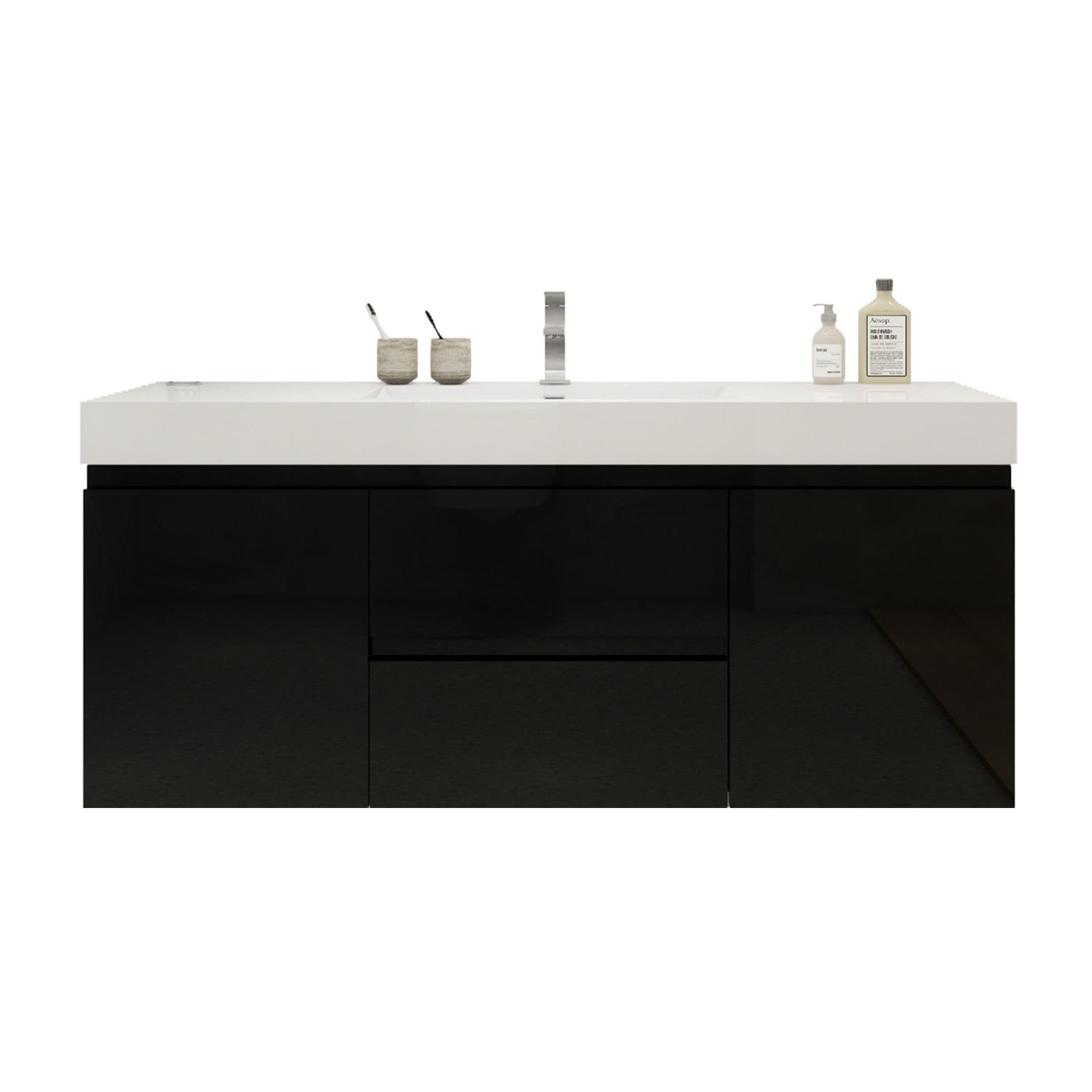 Color: Gloss Black | MOB 60" Floating Bathroom Vanity with Single Sink image 1