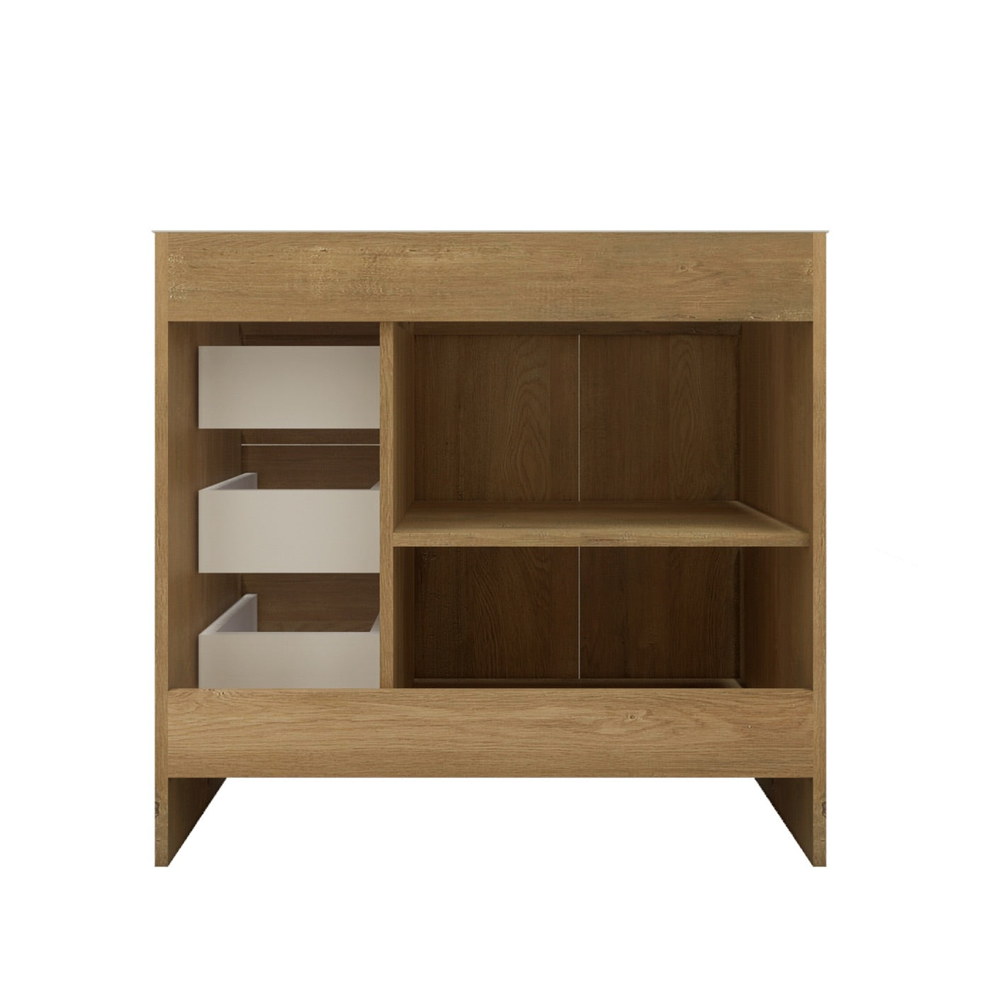 Color: Oak | Elsa 36" Freestanding Bathroom Vanity with Right Side Drawers image 1