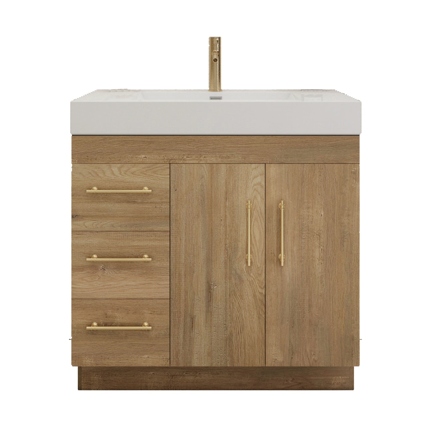 Color: Oak | Elsa 36" Freestanding Bathroom Vanity with Left Side Drawers image 1
