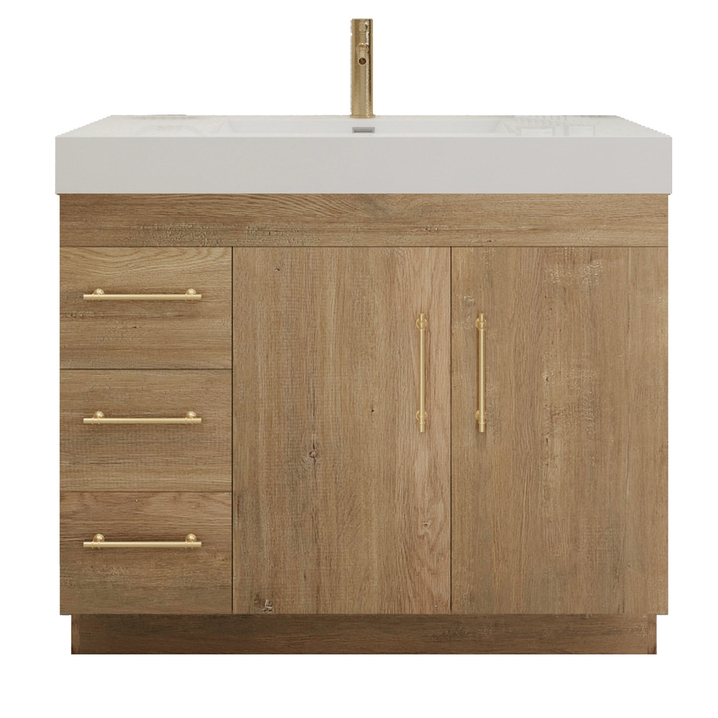 Color: Oak | Elsa 42" Freestanding Bathroom Vanity image 1
