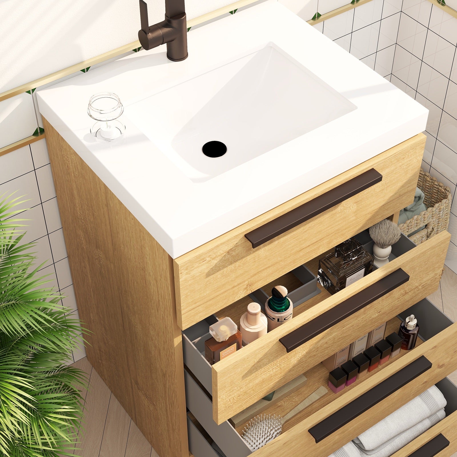 Color: White Oak | Carla 24" Freestanding Bathroom Vanity | Source: Carla24-TO (12).jpg