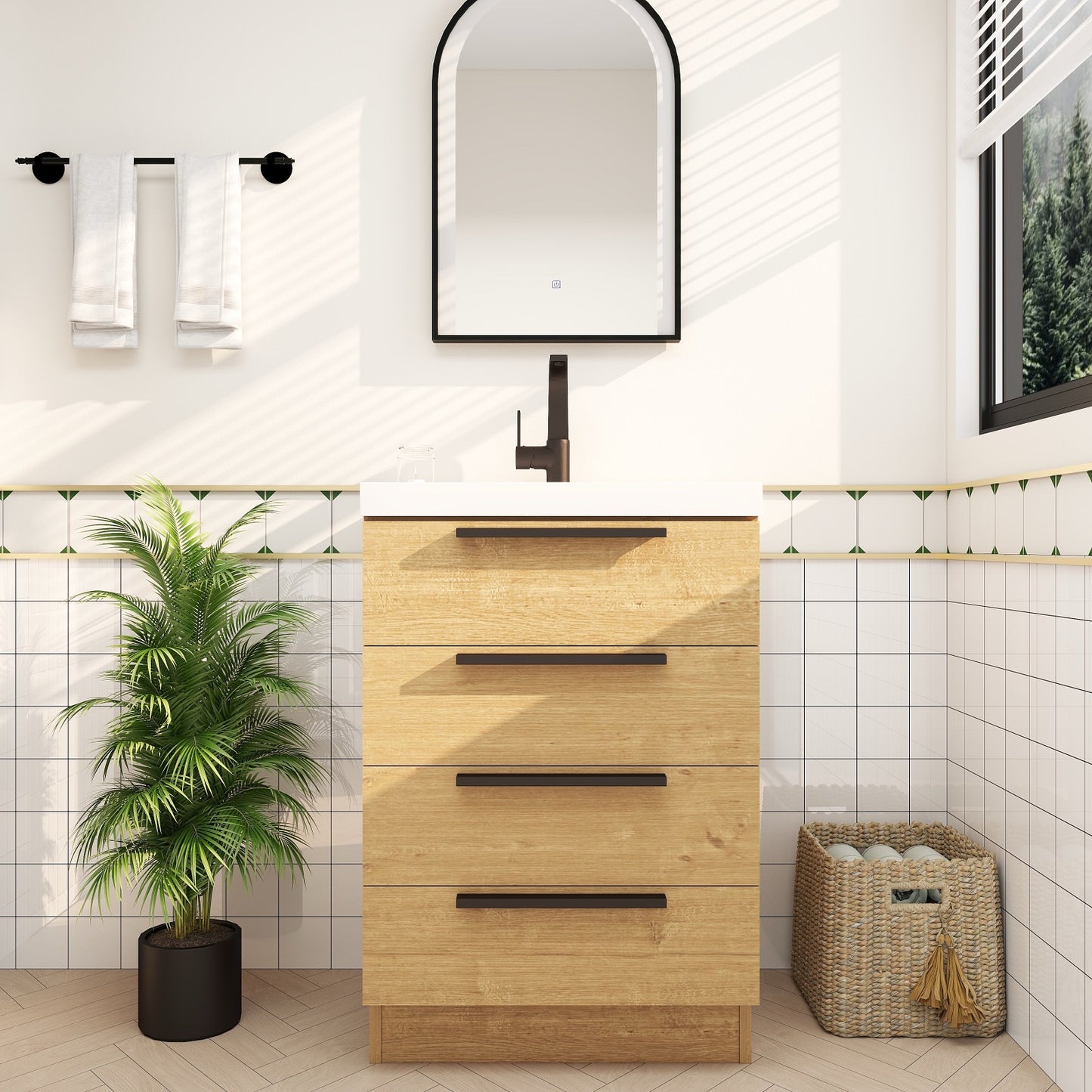 Color: White Oak | Carla 24" Freestanding Bathroom Vanity | Source: Carla24-TO (13).jpg