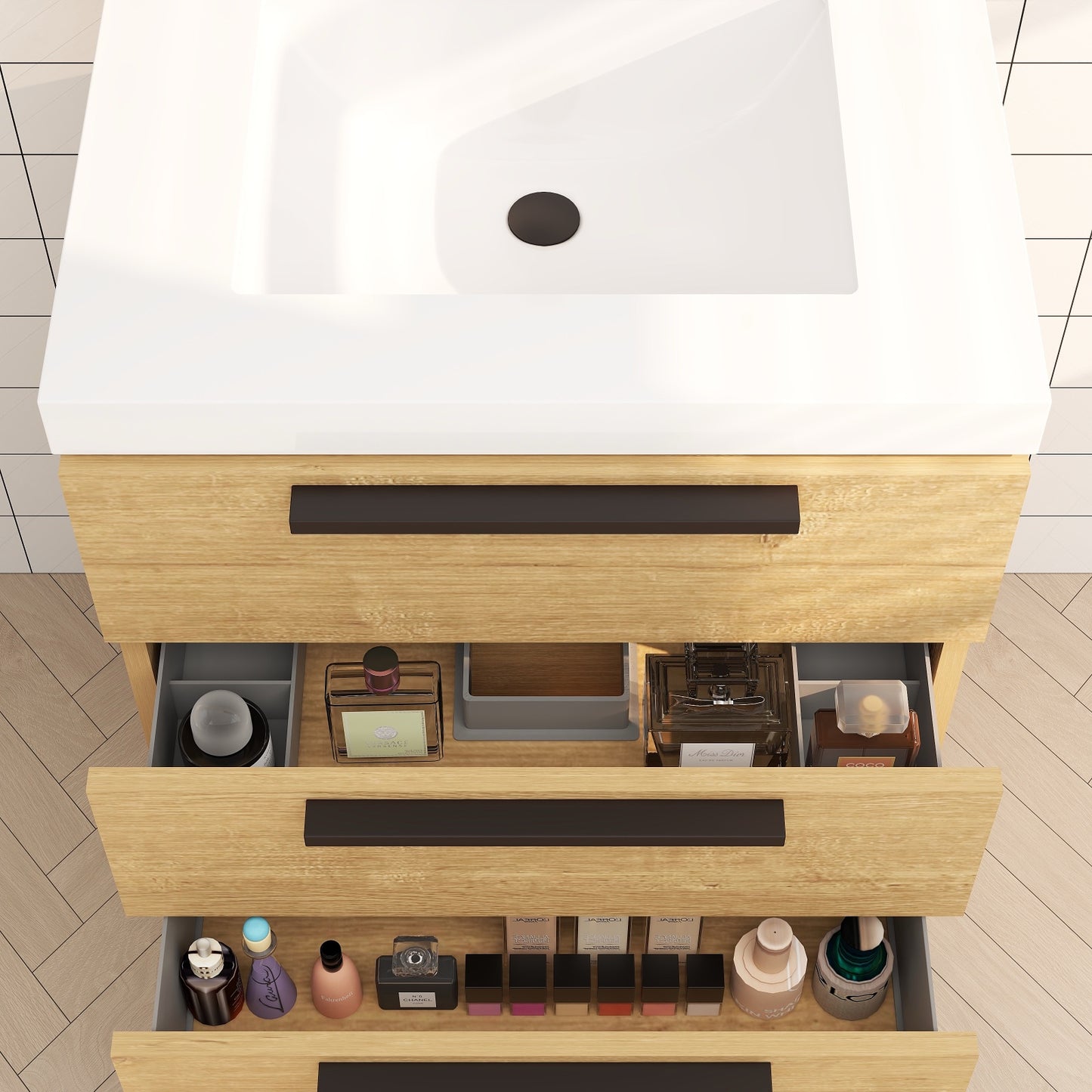 Color: White Oak | Carla 24" Freestanding Bathroom Vanity | Source: Carla24-TO (16).jpg